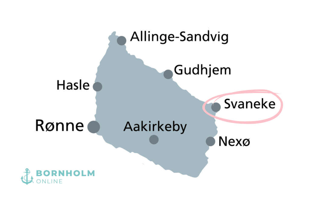 Svaneke na mapie Bornholmu (opracowanie własne)